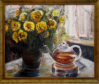 Teatime mit gelben Rosen, 40/50, Ã–l auf Leinwand - in Privatbesitz