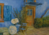 Ferme bleue - Blaues Haus, Öl/Leinwand, 70/100